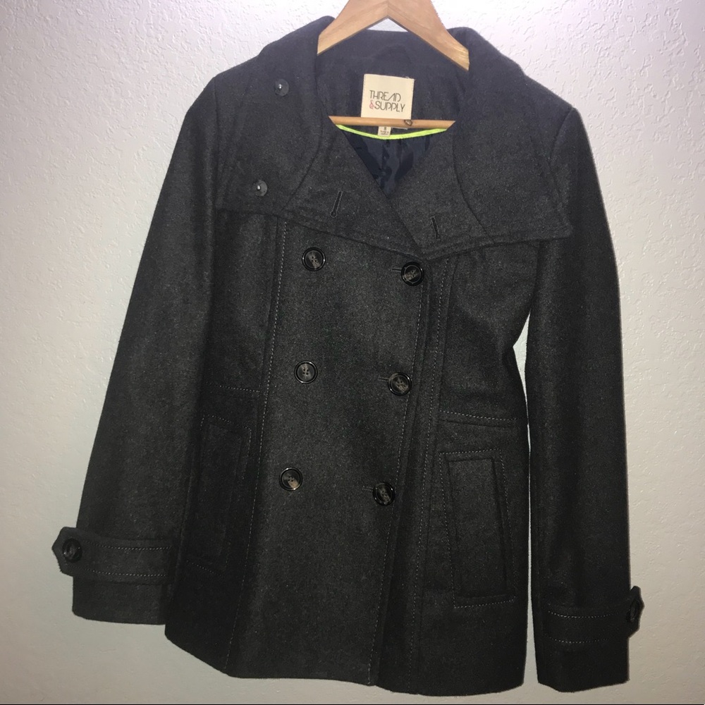Peacoat from Thread & Supply charcoal gray size small